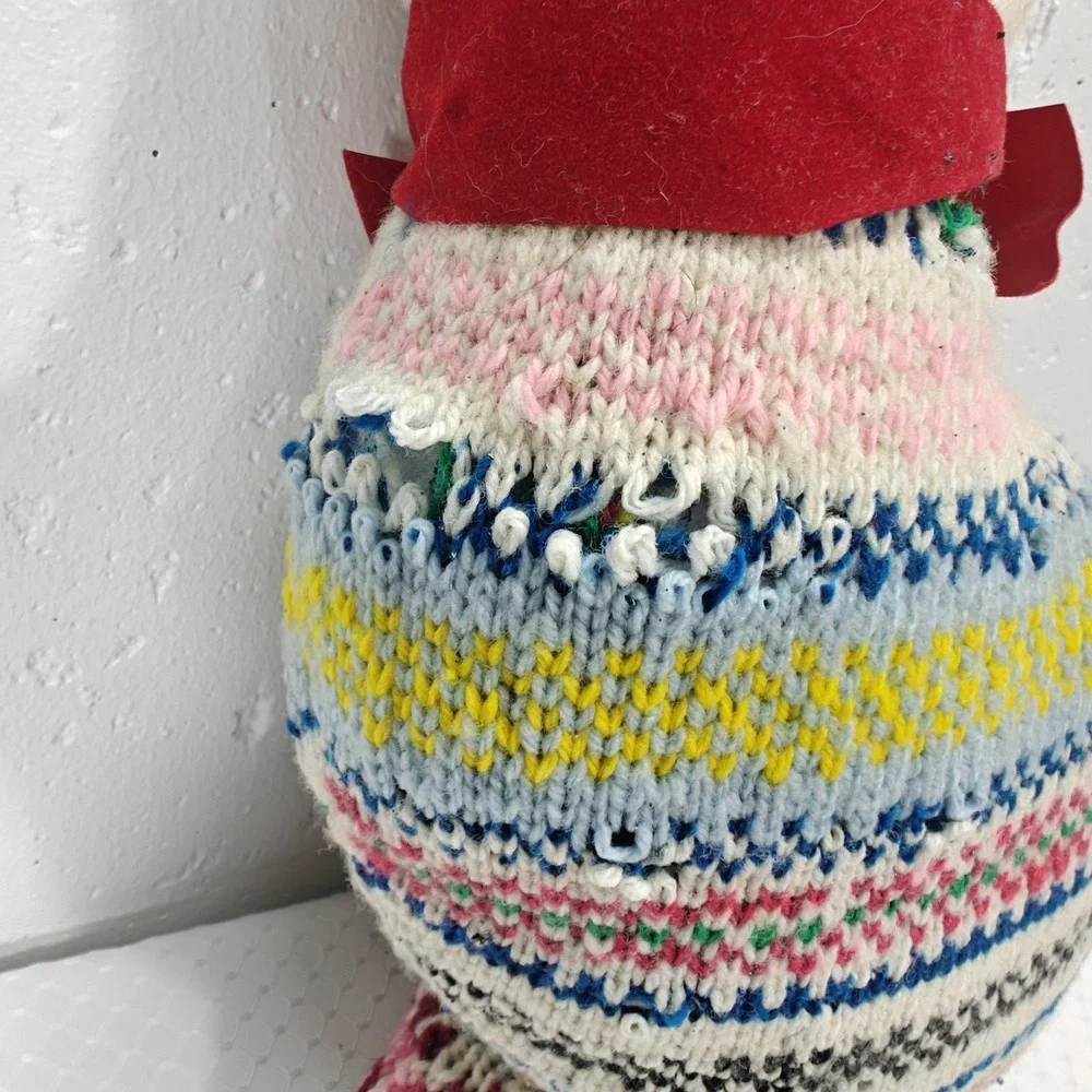 VTG Homemade Knitted‎ Cat Doll Pillow